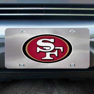 🏈🆕 SAN FRANSICO 49ERS MIRRORED DIE CAST LICENSE PLATE - STAINLESS STEEL
